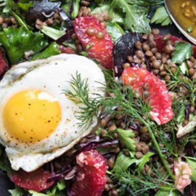 Recette diététique : Salade D'Hiver de Lentilles et Suprêmes d'Orange Sanguine 